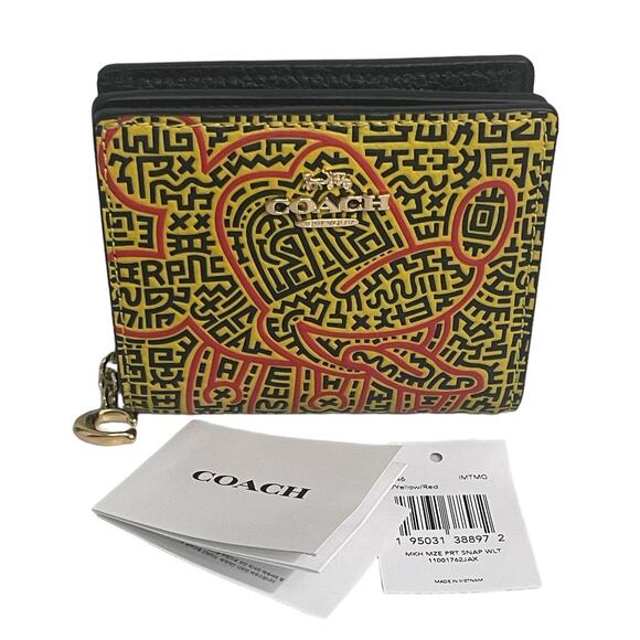 Coach Disney Mickey Mouse X Keith Haring Snap Wallet New - Picture 1 of 6